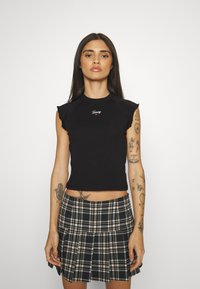 Tommy Jeans SLIM RUCHE SCRIPT TEE - Camiseta básica - black