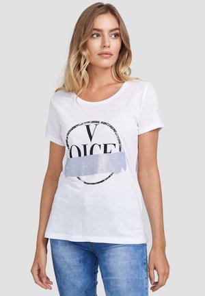 Print T-shirt - weiss blau