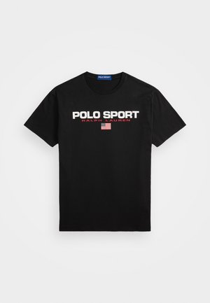 Polo Ralph Lauren CLASSIC FIT POLO SPORT JERSEY T-SHIRT - Apdrukāts T-krekls - black/white