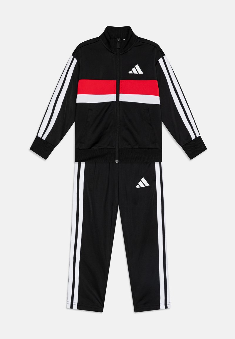 adidas Performance - SEASONAL ESSENTIALS TIBERIO 3-STRIPES TRICOT TRACK SUIT KIDS - Trainingsanzug - black/white/pure ruby, Vergrößern