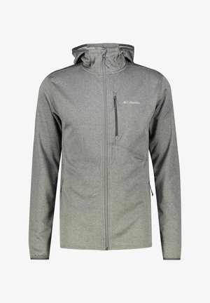 Harmaa, kevyt takki, jossa on huppu. Varustettu vetoketjullisella rintataskulla ja sileällä pinnalla. Columbia-logo vasemmassa rintakappaleessa.