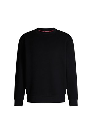 Felpa nera in tessuto morbido, con scollo tondo, maniche lunghe e polsini e orlo a coste. Design semplice e moderno.