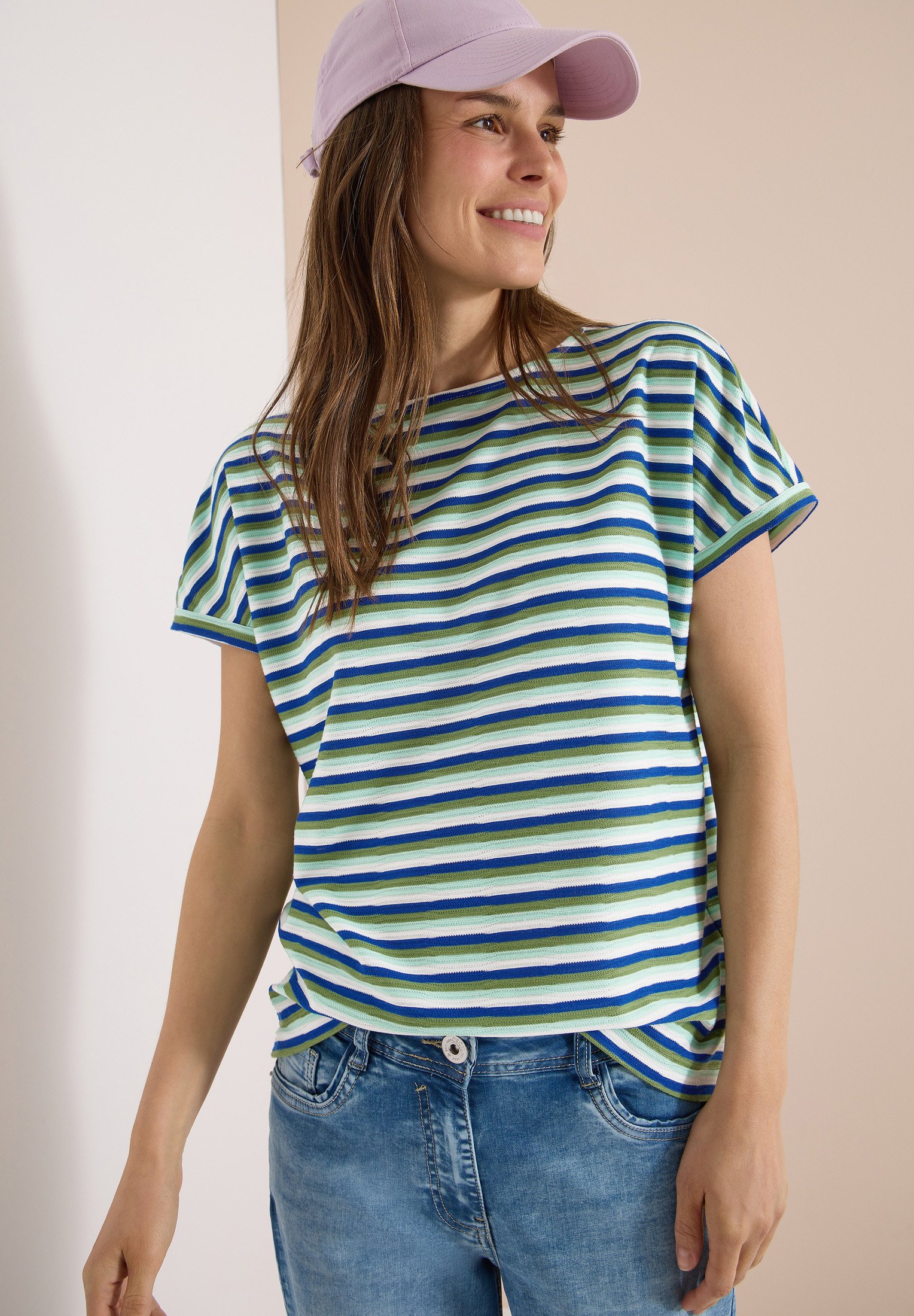 Shirt met geribde structuur voor dames in Groen