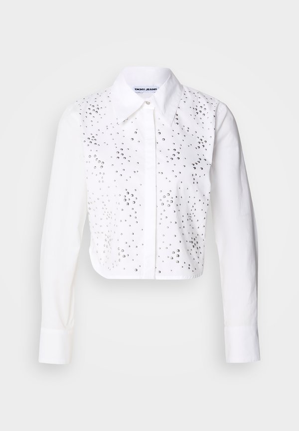 CROPPED COVERED PLACKET BUTTON FRONT SHIRT STUD EMBELLISHMENT - Button-down blouse2