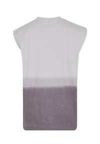 Baumwoll-T-Shirt mit weitem, ärmellosem Schnitt. Verfügt über einen Farbverlauf von hellgrau zu dunkelgrau am Saum. Glatte Textur.