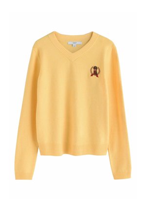 Next, SUPERSOFT V-NECK LONG SLEEVE JUMPER - Striktrøje - yellow dog embroidered