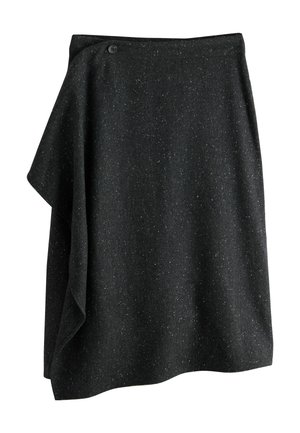 Next, N. PREMIUM ASYMMETRIC DRAPE MIDI SKIRT - A-snit nederdel - grey fleck