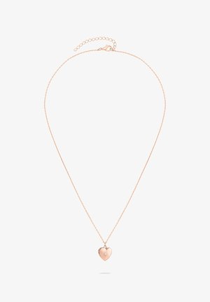 Rosa guld hjertevedhængs halskæde med en lille diamantdetalje på en delikat kæde, som har en justerbar lås til længdejustering.