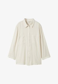 Unselected, beige white thin stripe