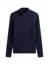 CLASSIC CABLE ZIP MOCK - Strickpullover - marine