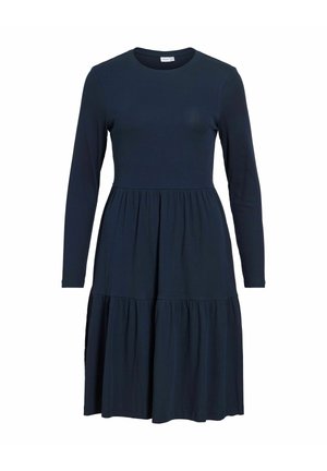 VILA, SHORT DRESS VIHOLLIE LONG SLEEVED - Vestido de punto - navy blazer