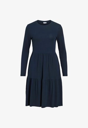 VILA, SHORT DRESS VIHOLLIE LONG SLEEVED - Vestido de punto - navy blazer
