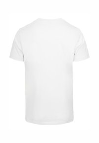 White cotton t-shirt with short sleeves and a crew neck, featuring a plain back without any graphics or embellishments.