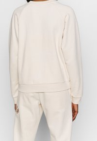Krämfärgad bomulls sweatshirt med raglanärmar, ribbade muddar och nederkant, med en subtil design på baksidan och en avslappnad passform.