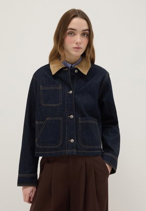 WITH CONTRASTING COLLAR AND POCKETS - Jeansjacke - dark blue
