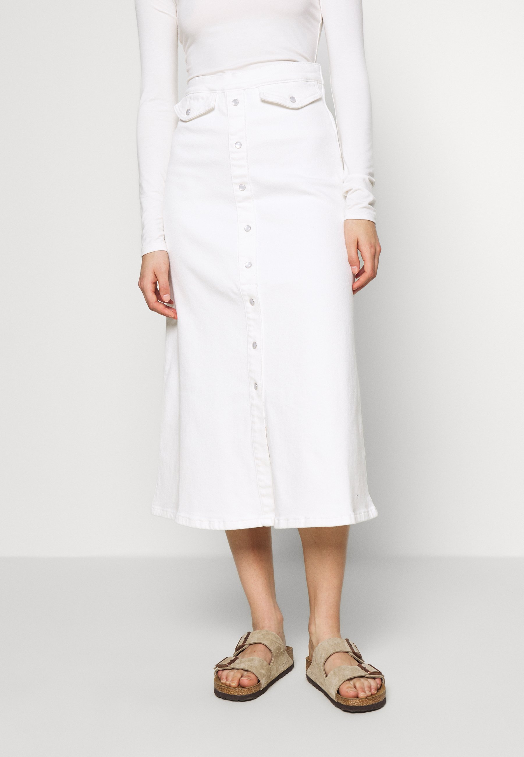 Gestuz ASTRID LONG SKIRT Jeansrok bright white Zalando.nl Gestuz ASTRID LONG SKIRT Jeansrok washed black Zalando.nl