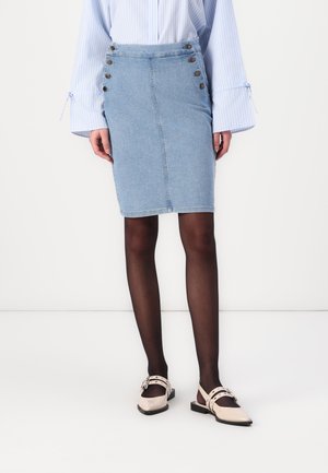 ONLHUSH BUTTON MIDI SKIRT - Pencil skirt - light blue denim