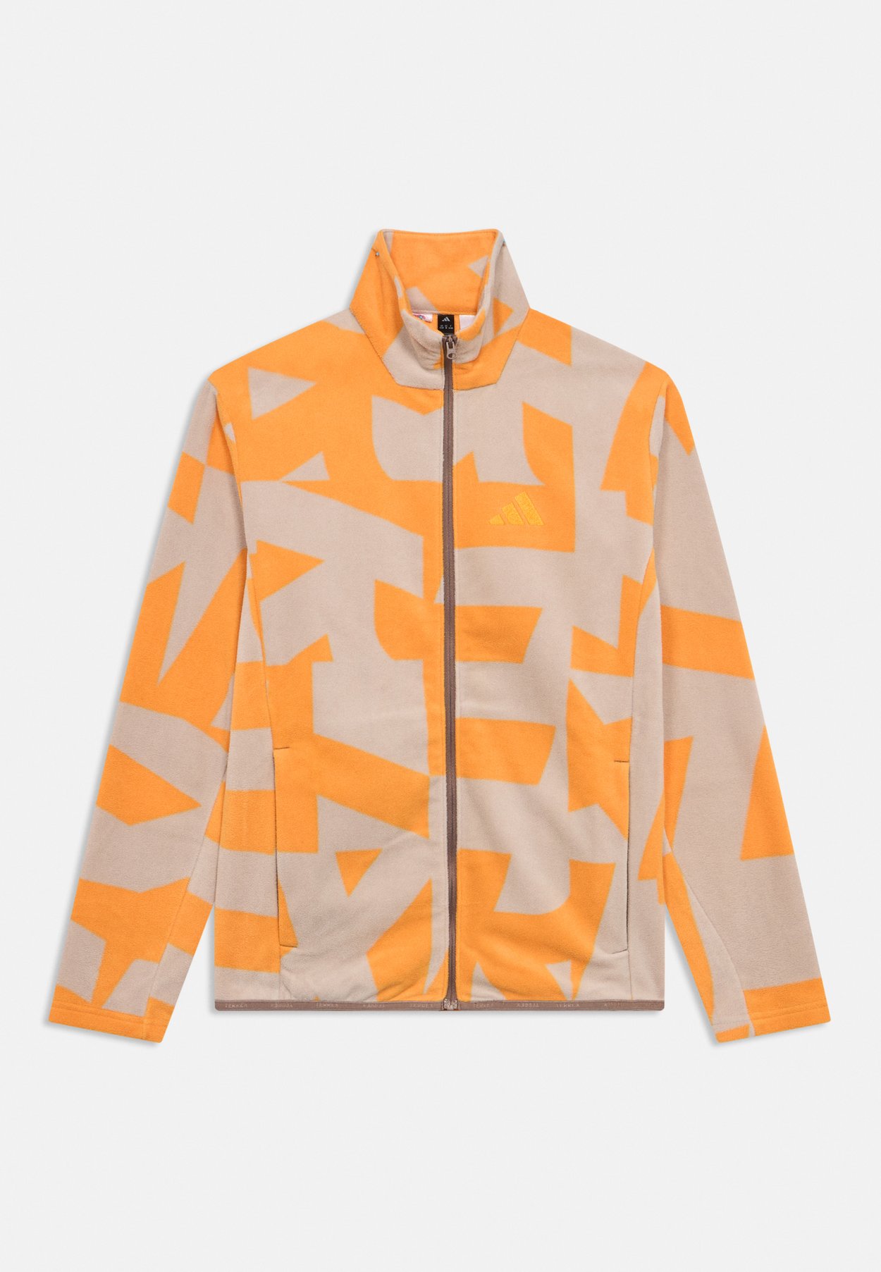 adidas Fleece jacket - taupe/pure tangerine
