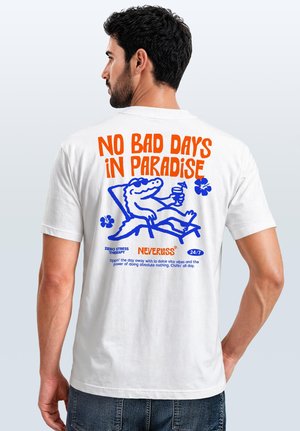 Neverless, HERREN T-SHIRT NO BAD DAYS IN PARADISE CROCODILE SLIM FIT - Print T-shirt - weiß