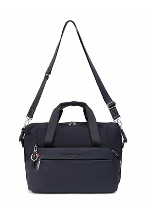 Sac à épaule et à main Hedgren noir avec poche zippée à l'avant et sangle réglable sur fond blanc.