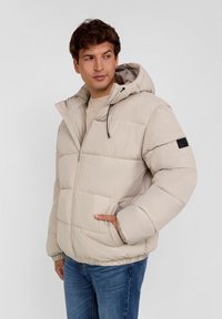 RESPECT PADDED WITH HOOD - Téli dzseki - stone