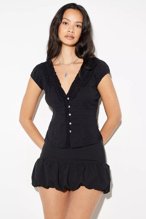 RIA RUFFLE - Bluse - black