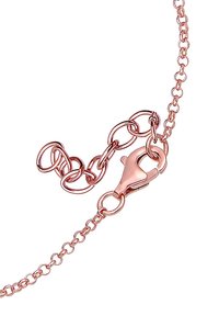 Roségoldkette mit ovalen Gliedern und einem Karabinerverschluss, die eine glatte Textur und einen polierten Finish betont. Verstellbare Länge mit Verlängerungs-Links.