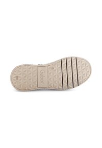 Gabor schoenzool; getextureerd, lichtbeige rubber met een ruitpatroon, voorzien van flexgroeven en geperst merk voor verbeterde grip.