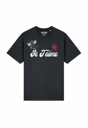 JE T AIME UNISEX HEAVYWEIGHT TEE  - T-shirt imprimé - washed black