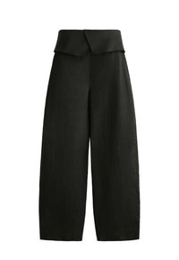 LINEN FOLDOVER WAIST - Nohavice - black