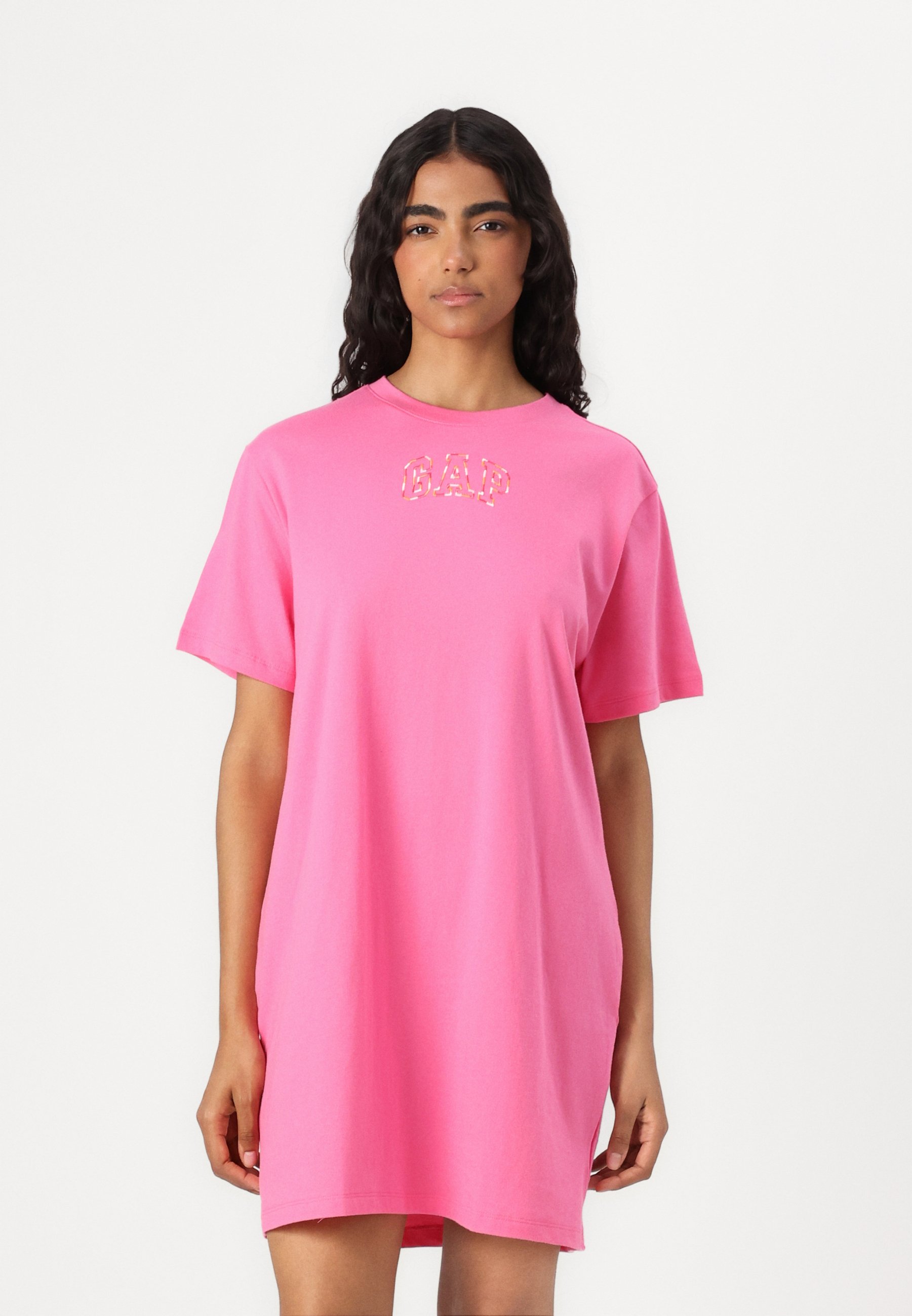 GAP LOGO - Jersey dress - neon pink rose/pink - Zalando