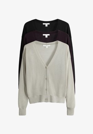THE SET, 3 PACK - Strickjacke - black burgundy stone