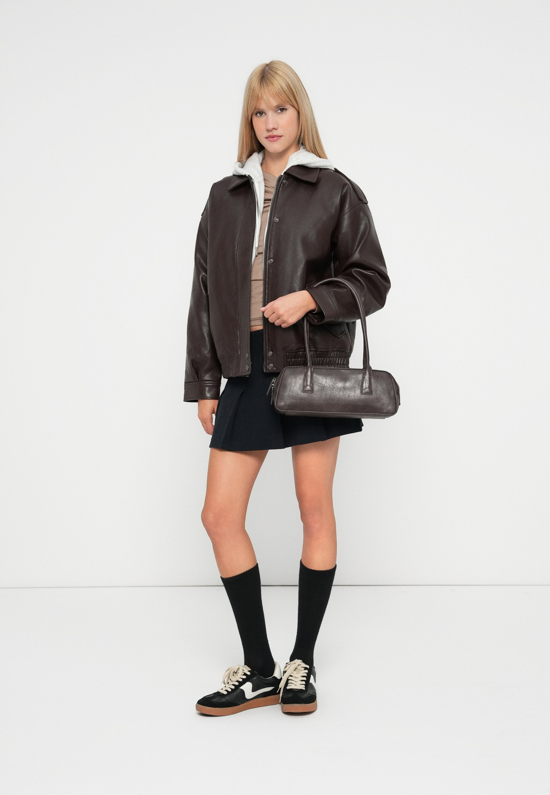 Abercrombie & Fitch CLASSIC - Faux leather jacket - brown - Zalando
