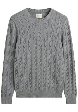 CABLE C NECK - Svetr - grey melange