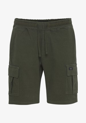 Olajzöld cargo short, rugalmas derékpánttal és húzózsinórral. Két oldalsó zsebejével és egy kis logóval a elején.