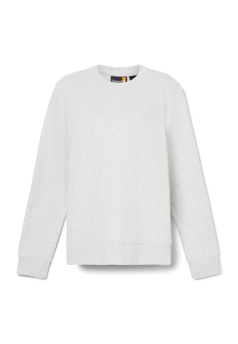 Felpa grigia chiaro con scollo rotondo, maniche lunghe e polsini e orlo a costine. Presenta un logo sottile sul petto. Tessuto morbido.