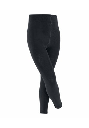 Leggings noirs en tricot avec une texture lisse, une taille élastique et une silhouette ajustée. Pas de motifs ou d'accents visibles.