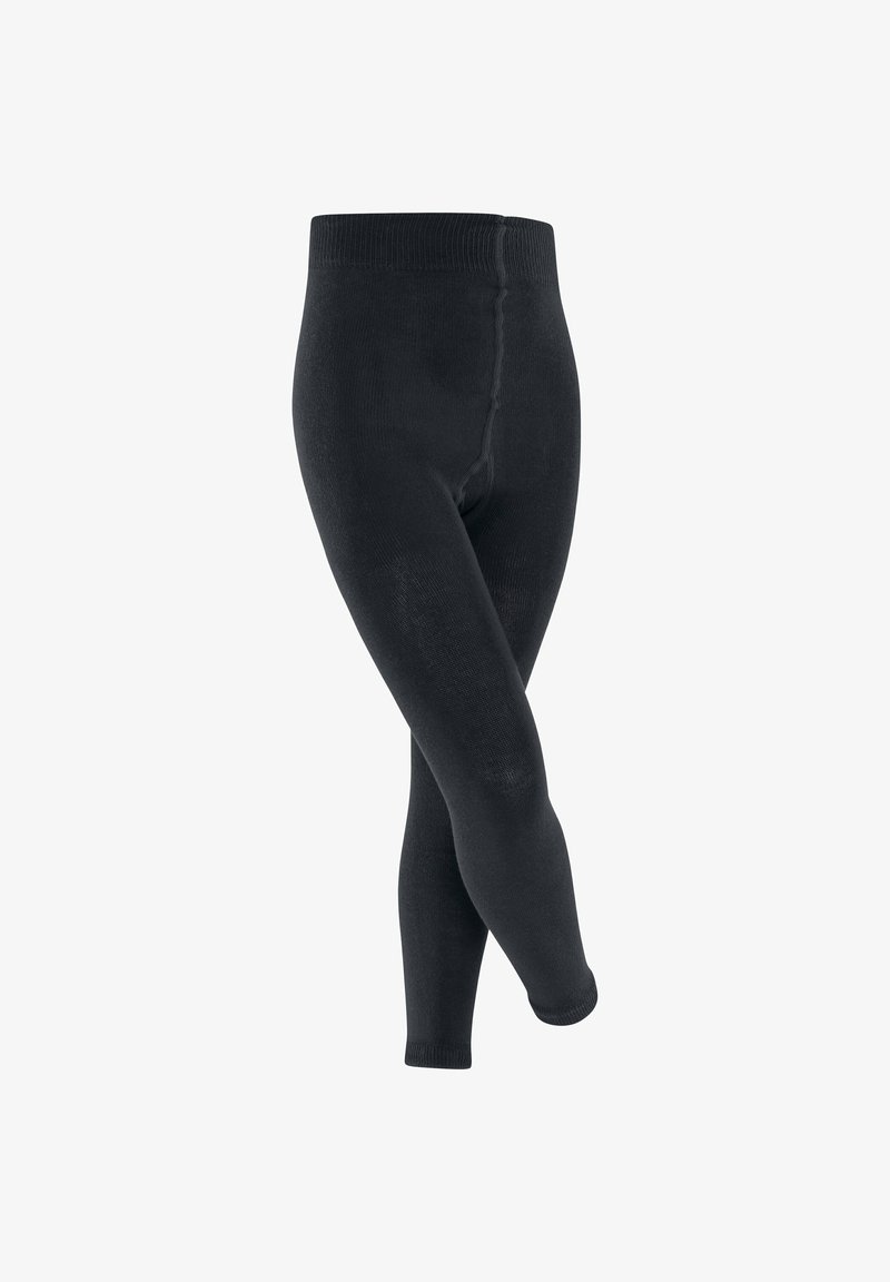 Leggings noirs en tricot avec une texture lisse, une taille élastique et une silhouette ajustée. Pas de motifs ou d'accents visibles.