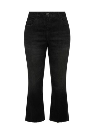 Angel of Style 7/8- CLAIRE STRETCHKOMFORT GESCHNITTENER SAUM 5-POCKET - Flared jeans - black