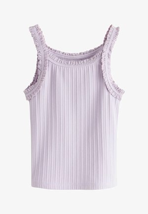Lila geribd mouwloos topje met gestructureerde ruches aan de halslijn en armsgaten, ontworpen voor casual dragen.