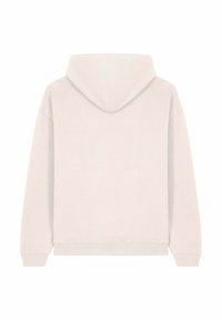 Felpa grigia chiara con una texture morbida, cappuccio con coulisse regolabile e polsini e orlo a coste. Design semplice senza loghi visibili.