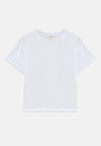 White cropped t-shirt made of soft cotton, featuring a round neck and short sleeves with a slightly relaxed fit. No patterns or accents.