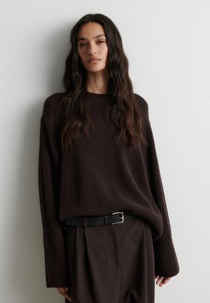Second Female, ALPHA KNIT O-NECK - Pullover - dark brown melange