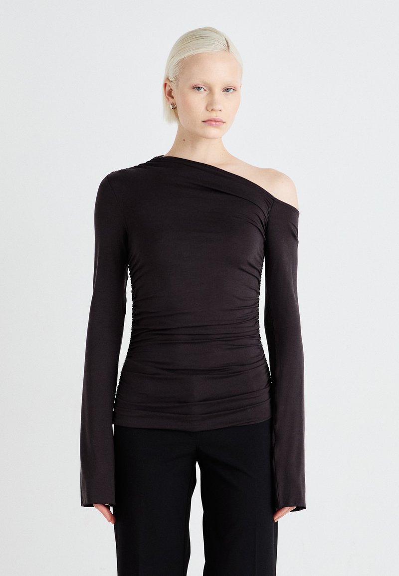 Weekday DRAPE ASYMMETRIC  - Long sleeved top - brown