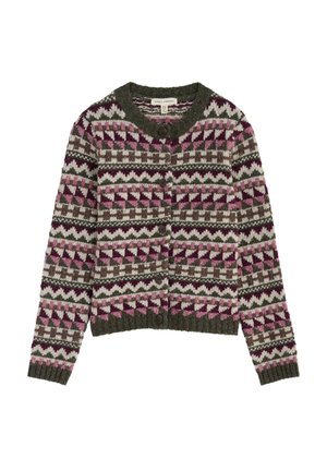 Seasalt Cornwall, SEASALT CORNWALL DAWSON PICK CARDIGAN FAIRISLE MERINO - Cardigan - pink - zig zag geo dark hellebore