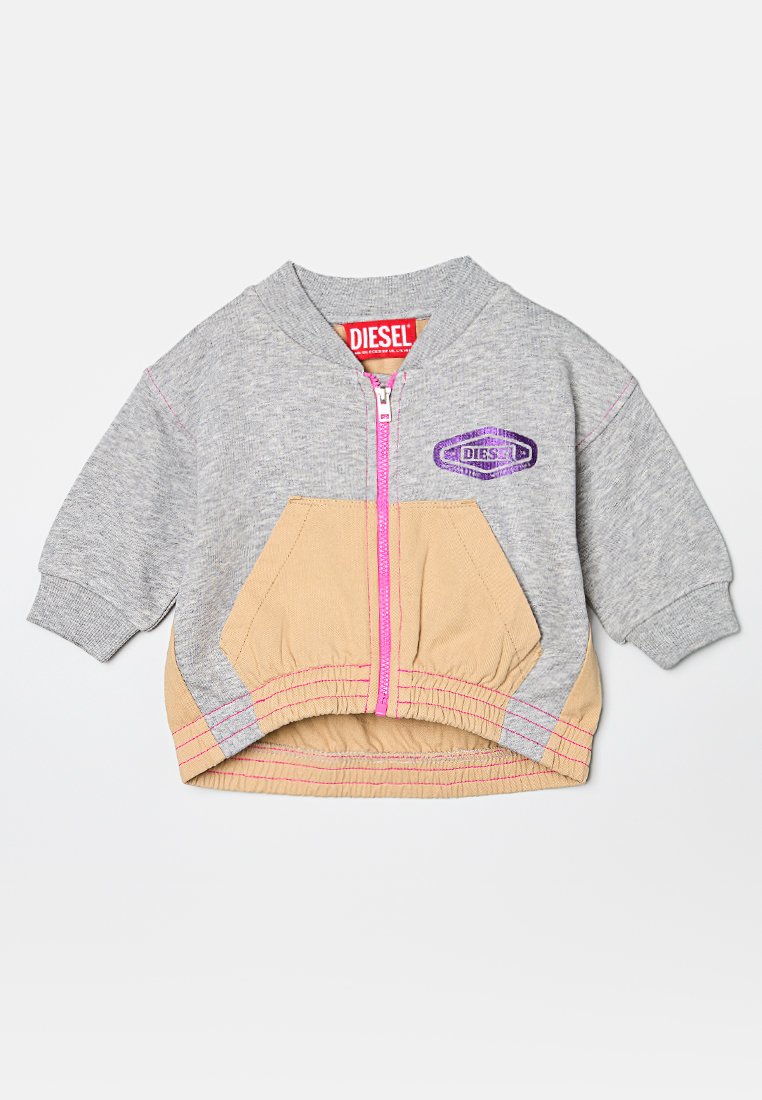 Diesel Sweater met rits grijs