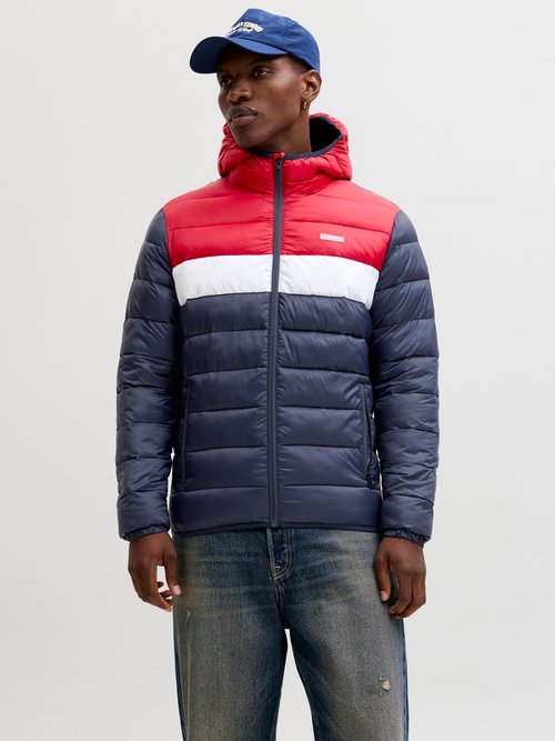 Jack & Jones JJVINCENT PUFFER HOOD - Jachetă subțire - tango red