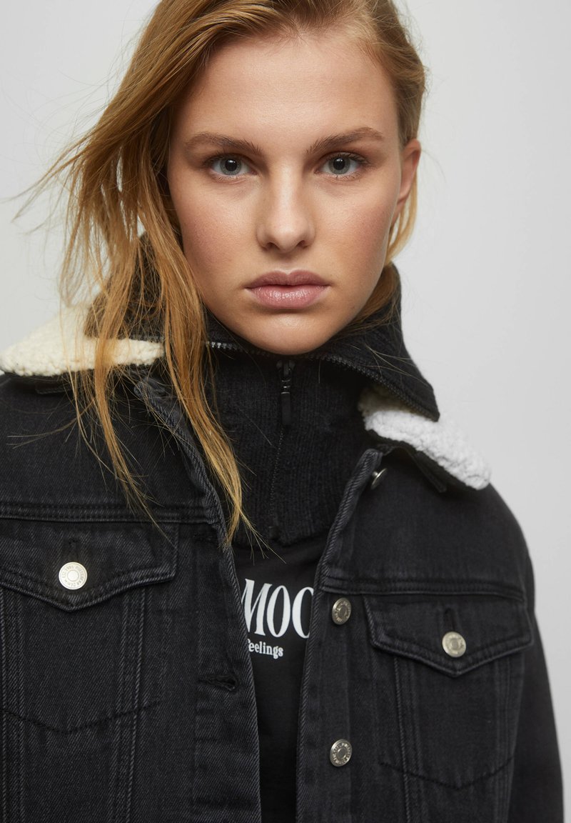 PULL&BEAR ZIP UP NECK WARMER Ohrenwärmer mottled black/schwarz