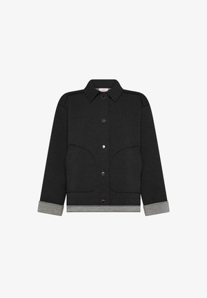 Deha, BI-COLOUR SCUBA JACKET WITH BUTTONS - JACKET - Light jacket - black