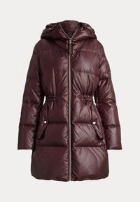HOODED CHANNEL-QUILTED DOWN COAT - Down coat - dark garnet
